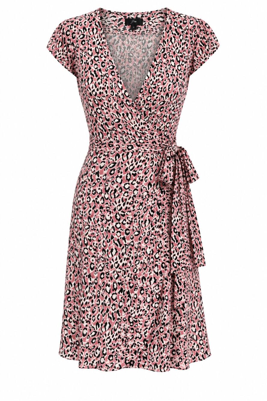 J.Crew Small Pink Leopard Wrap Dress Preppy Coquette Boho